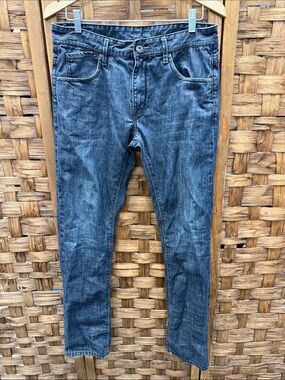 Vintage Y2K Gasoline Men's Skinny Jeans in Washed Blue
